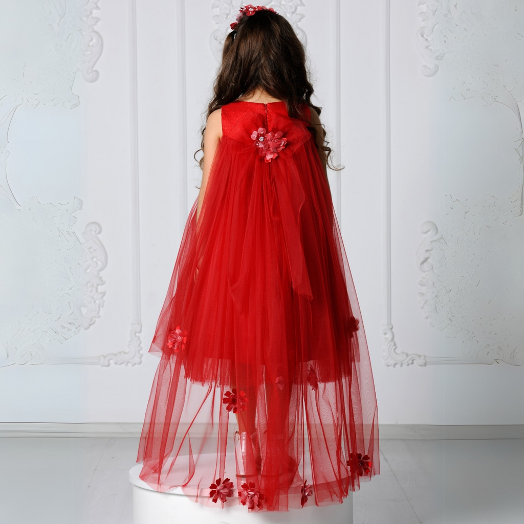 Elegant Blush Pink / Red Girls Dress