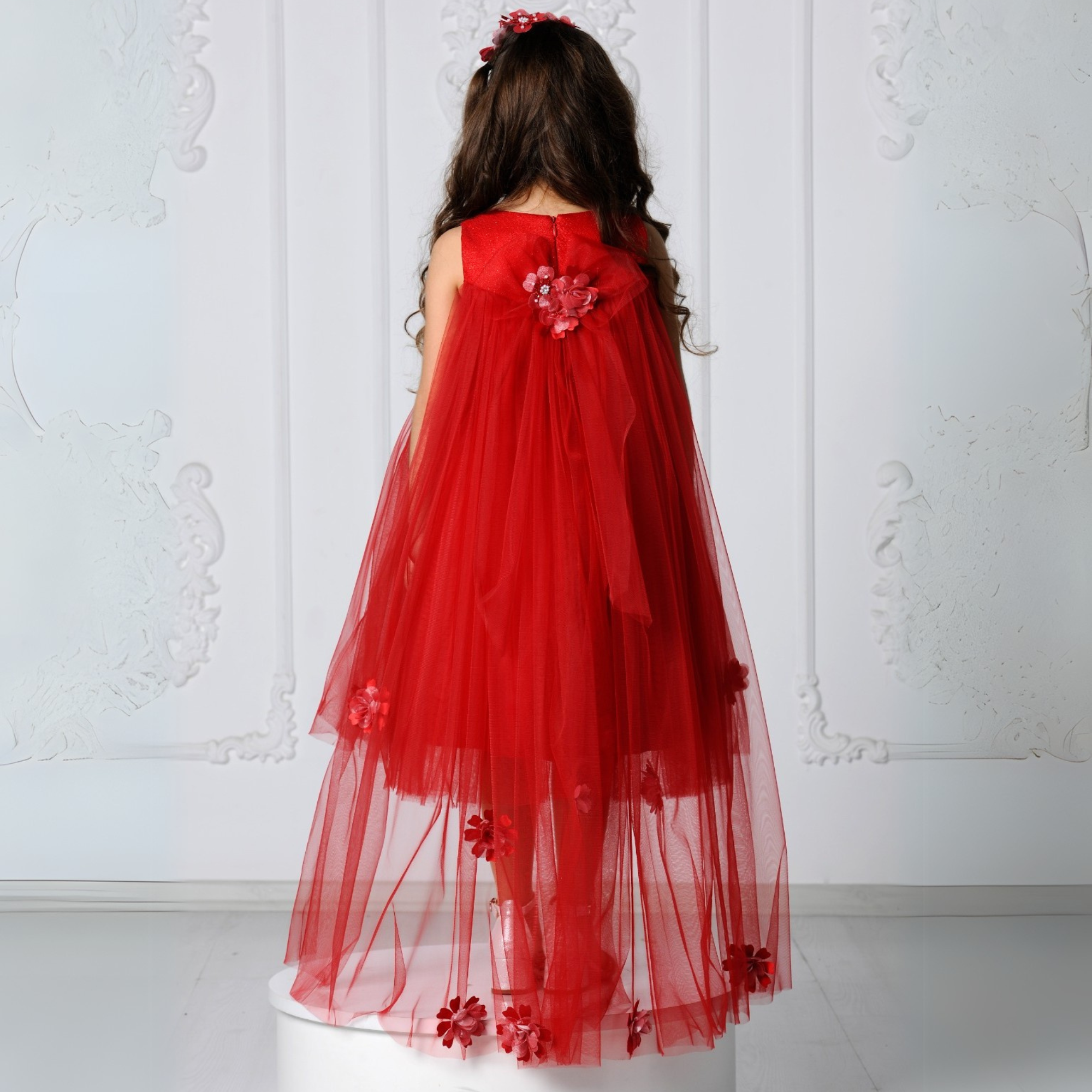 Elegant Blush Pink / Red Girls Dress