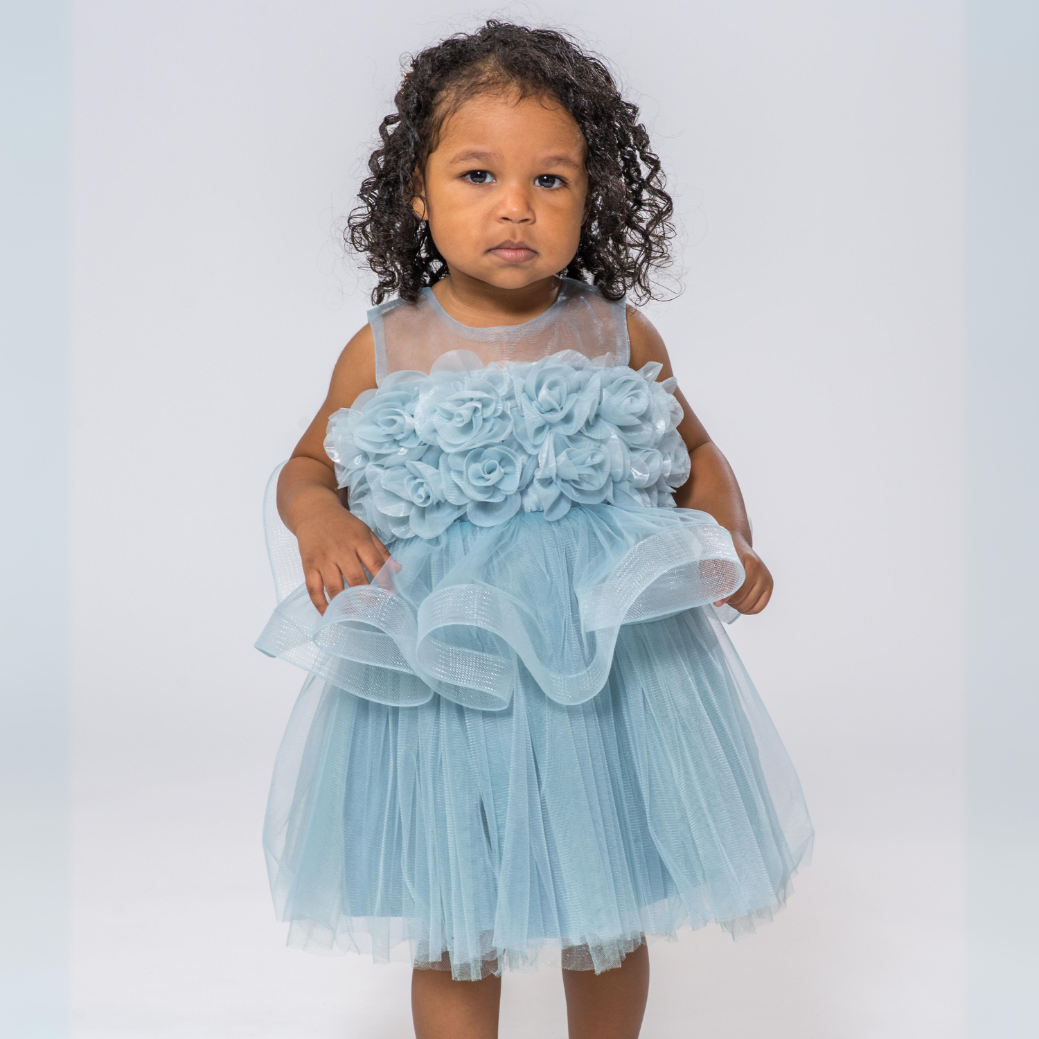 Sky Blue / white Girls Formal Dress