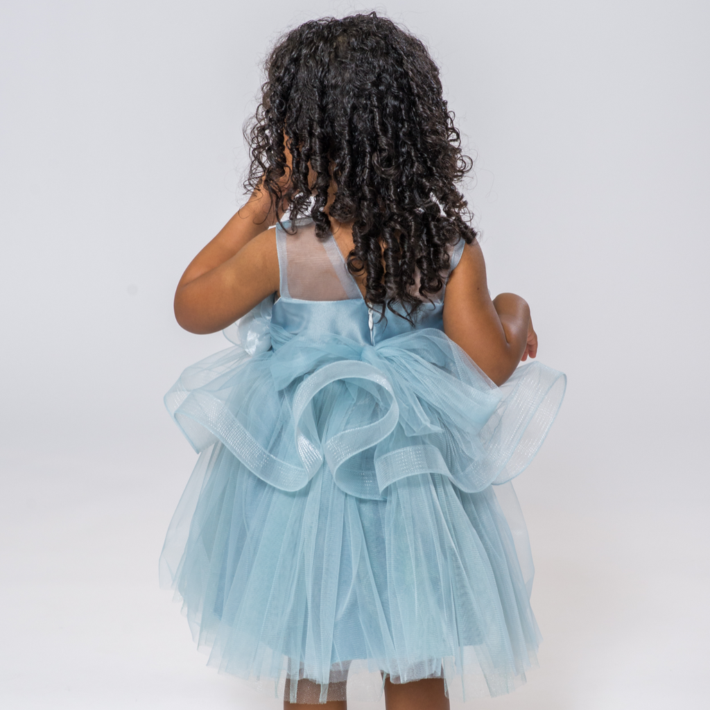 Sky Blue / white Girls Formal Dress