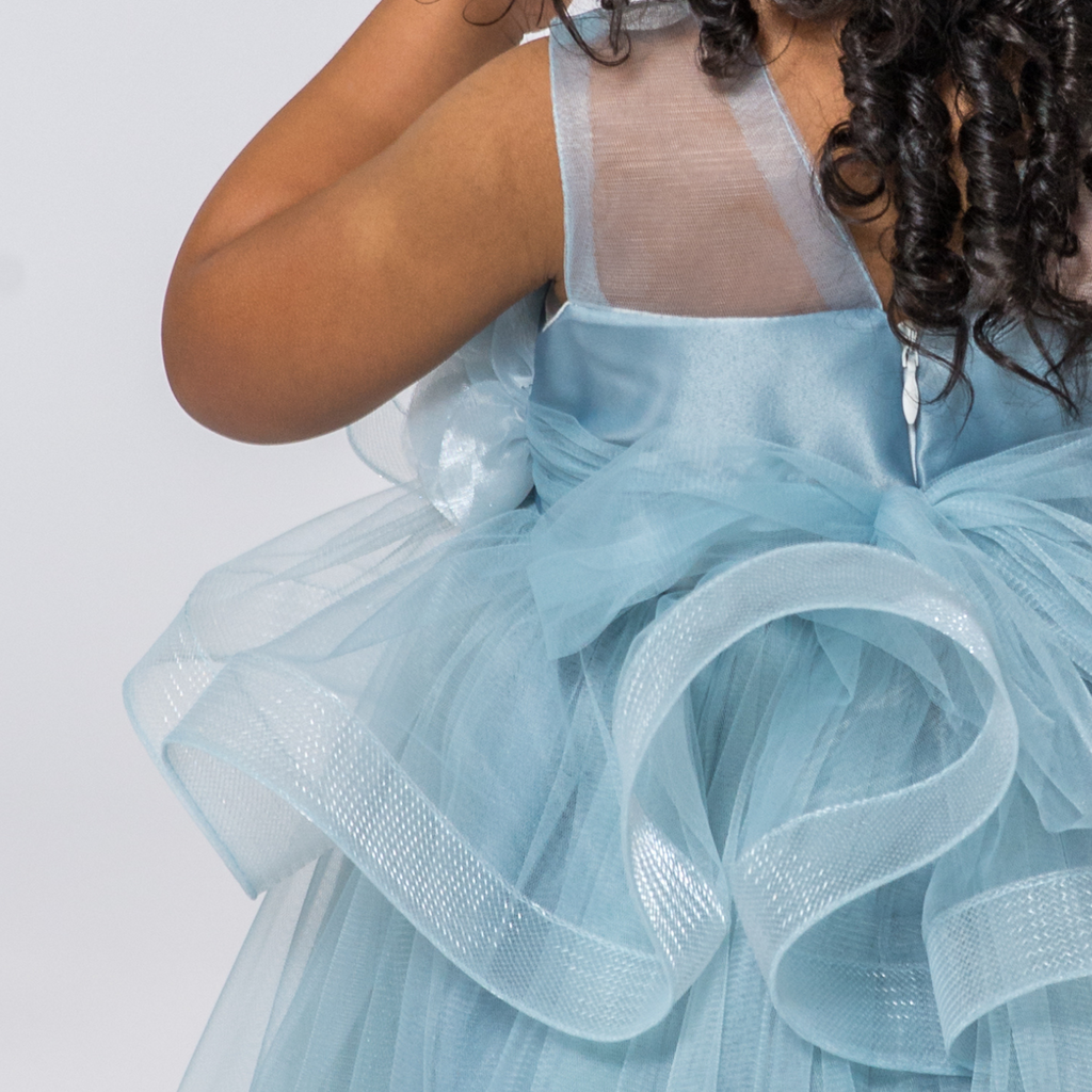 Sky Blue / white Girls Formal Dress