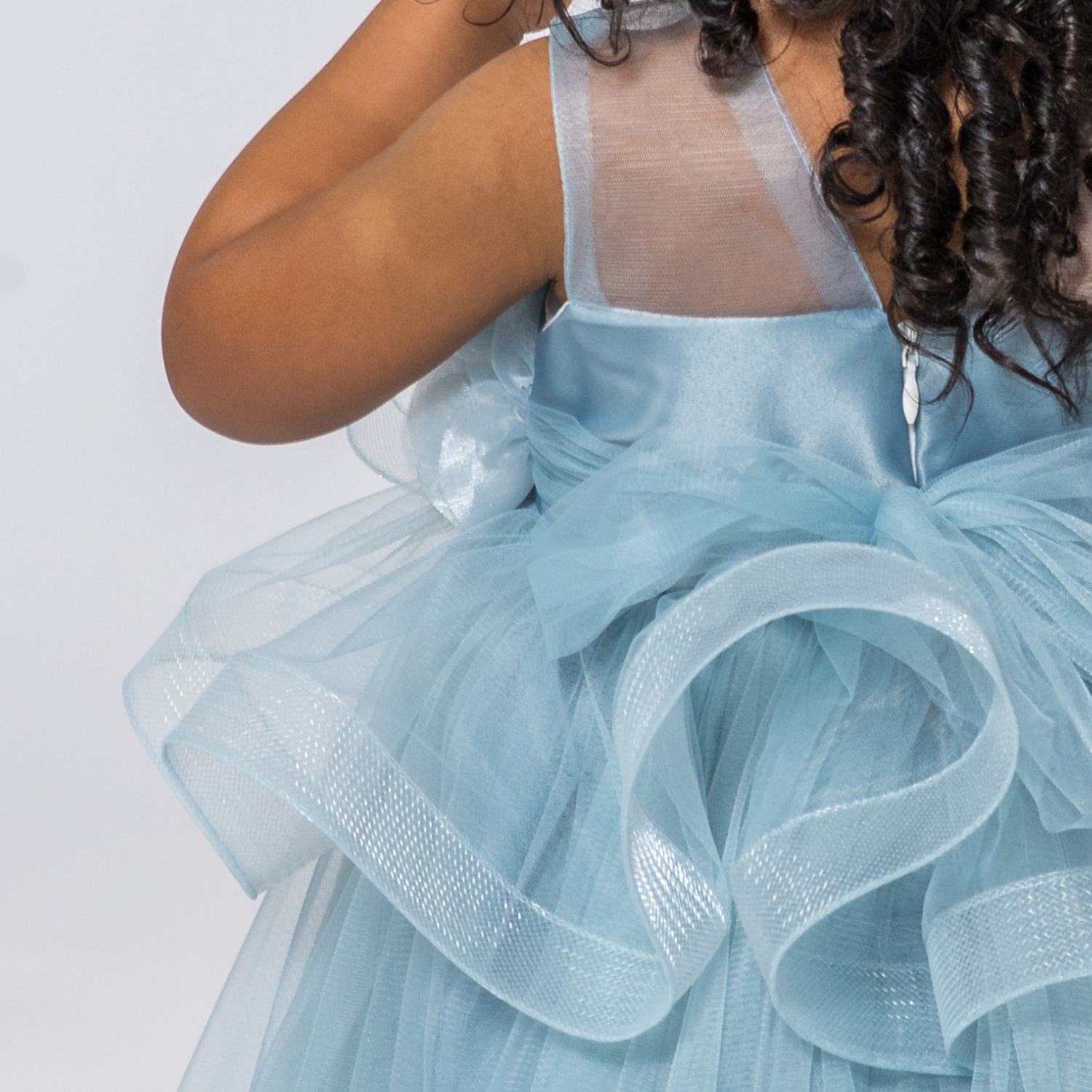 Sky Blue / white Girls Formal Dress