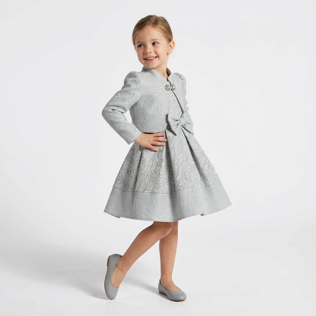 Girls Bolero Dress white / gray